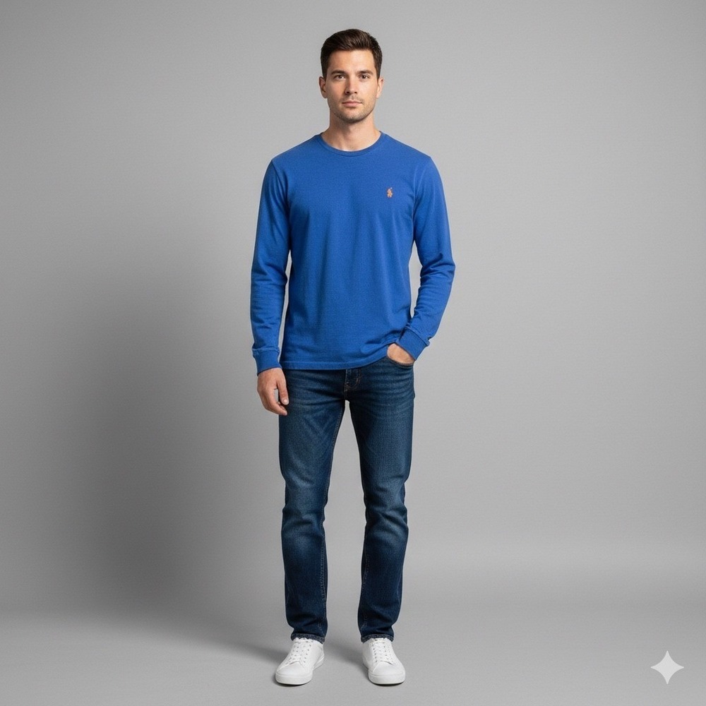 Polo Ralph Lauren Mens Size XL Custom Slim Fit Blue Long Sleeve Shirt Pony